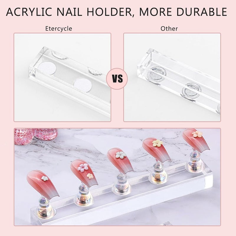 Etercycle Nail Stand Acrylic Nail Art Display Stand Practice Nail Holder for Painting Nails Practice Stands with Reusable Putty (Pink) - Image 3